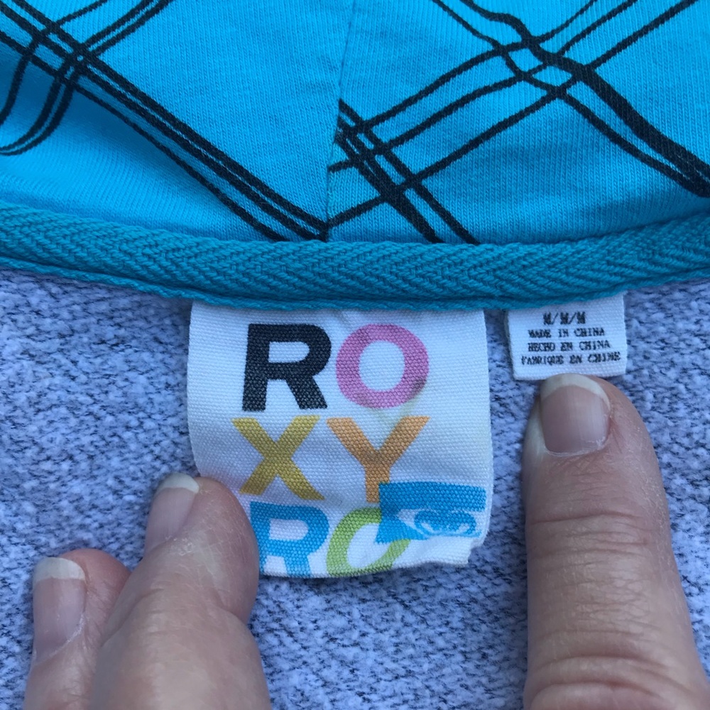 Roxy Gray & Turquoise Zip Front Sweatshirt - M - image 5